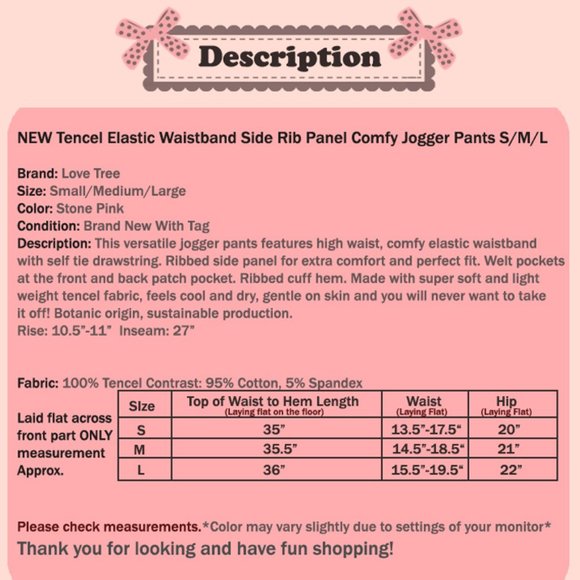 NEW Pink Tencel High Waist Rib Panel Jogger Pants - Picture 9 of 9